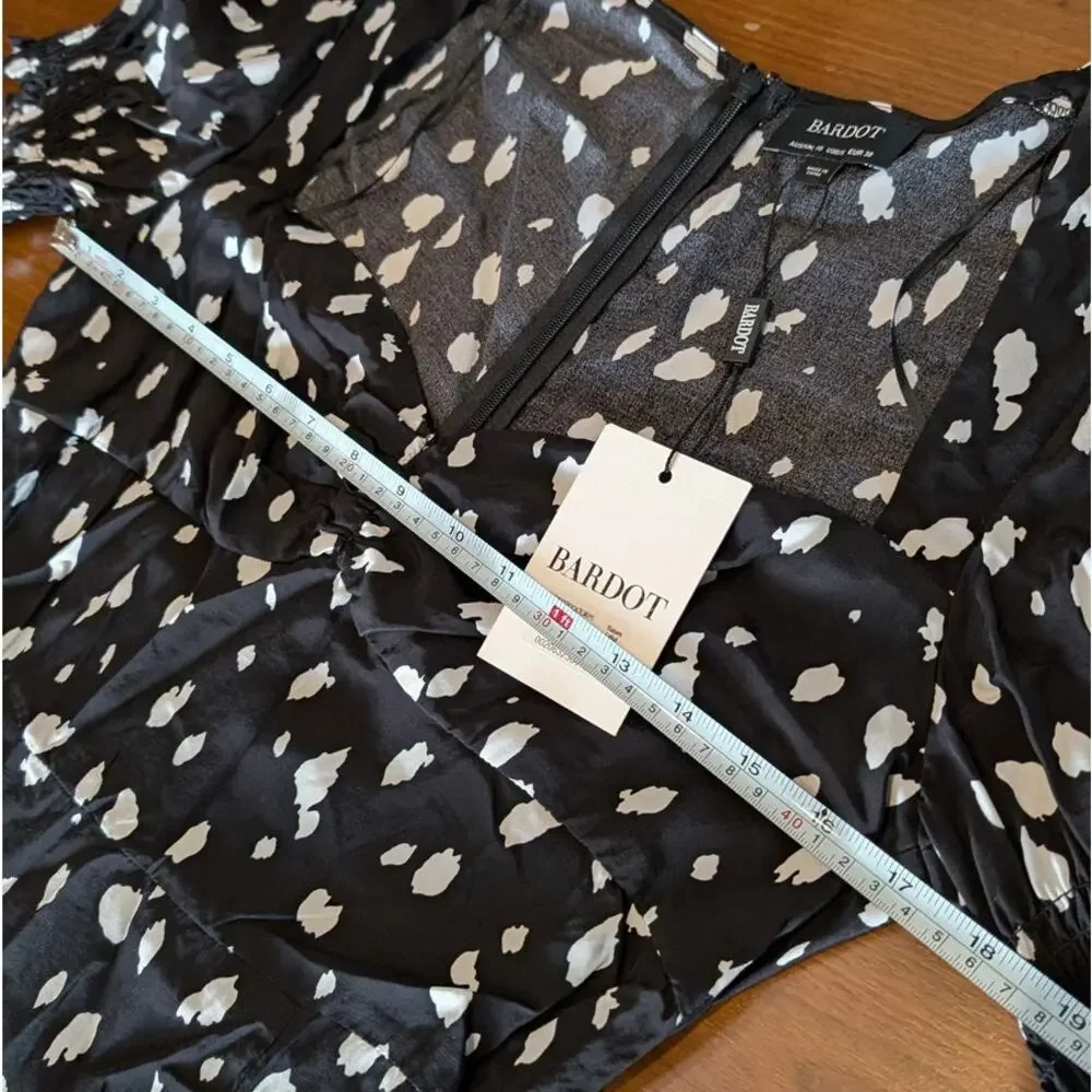 NWT Bardot Millie Black Abstract Spot Short Sleeve Midi Maxi Dress, size 6/S - Picture 7 of 10
